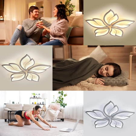 Inteligentna lampa sufitowa Bayht Kwiat do salonu z funkcją zmiany kolorów