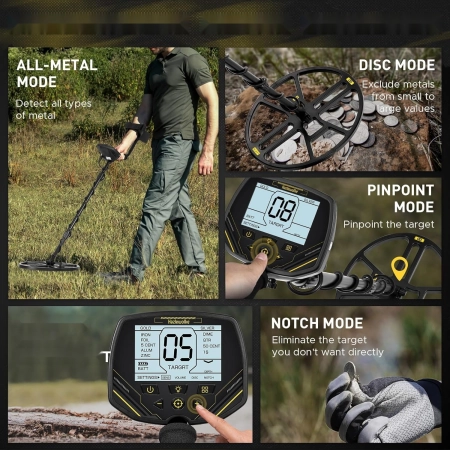 Wykrywacz Metali Hazlewolke DD DD90 Wodoodporna Cewka 4 Tryby LCD Pinpoint