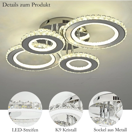 Lampa sufitowa Naoeoon Nao-6906-4T-DIM 70W LED Kryształowa z pilotem