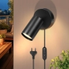 Lampa scienna GU10 Czarny mat 350 obrot nowoczesna z wtyczka i kablem