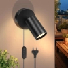 Lampa scienna GU10 Czarny mat 350 obrot nowoczesna z wtyczka i kablem