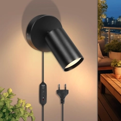 Lampa scienna GU10 Czarny mat 350 obrot nowoczesna z wtyczka i kablem