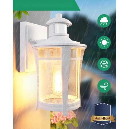 Lampa Zewnętrzna LAMOMO LED Czujnik Ruchu Wodoodporna Na Ścianę Biała
