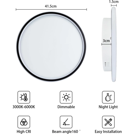 Plafon MOONSEA 40cm 28W czarny wielokolorowy stylowy design