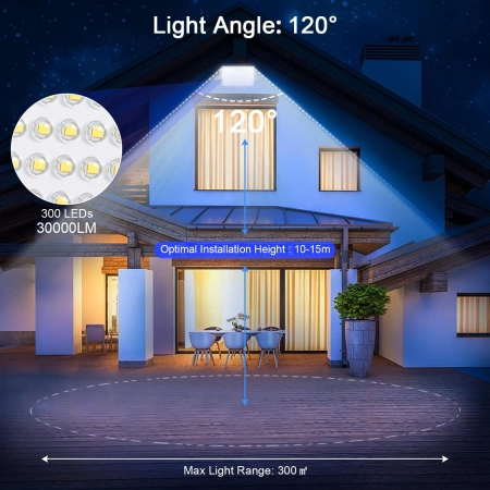 Reflektor LED YIQIBRO 300 W 30000lm IP67 7000 K Zewnętrzny