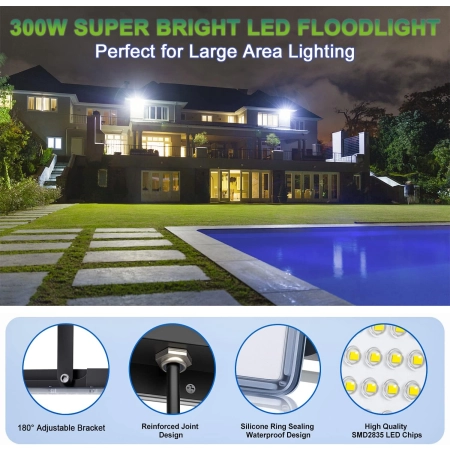 Reflektor LED YIQIBRO 300 W 30000lm IP67 7000 K Zewnętrzny