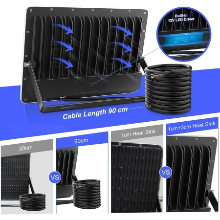 Reflektor LED YIQIBRO 300 W 30000lm IP67 7000 K Zewnętrzny