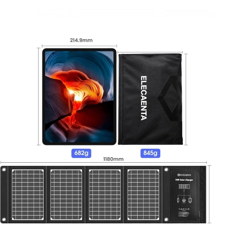 Ładowarka Słoneczna ELECAENTA 60W ETFE 3 Porty USB Wodoodporna Przenośna