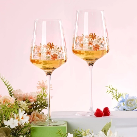 Kieliszki Autsel Zestaw żółte kwiaty 500 ml odporne na zarysowania
