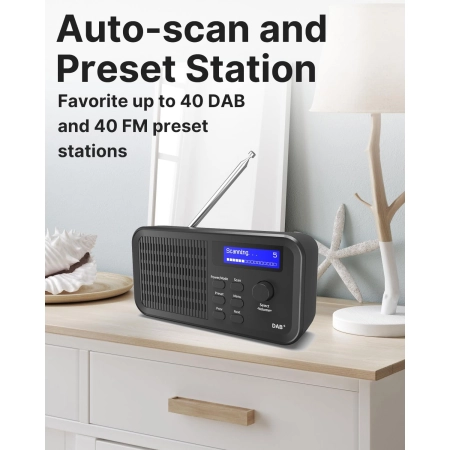 Radio przenośne TechBrand DAB+ 2500mAh 15h LCD 40 stacji słuchawki 3.5mm
