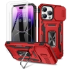 Etui Maxdara iPhone 14 Pro Max Czerwone z obrotowym pierścieniem 360 stopni