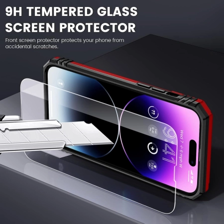 Etui Maxdara iPhone 14 Pro Max Czerwone z obrotowym pierścieniem 360 stopni