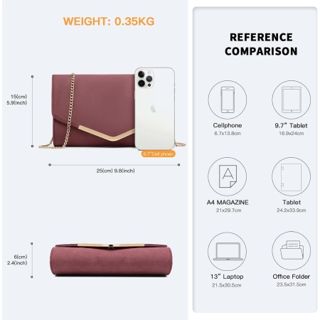 Torebka Miss Lulu Elegancka Damska Czerwona Klasyczny Design
