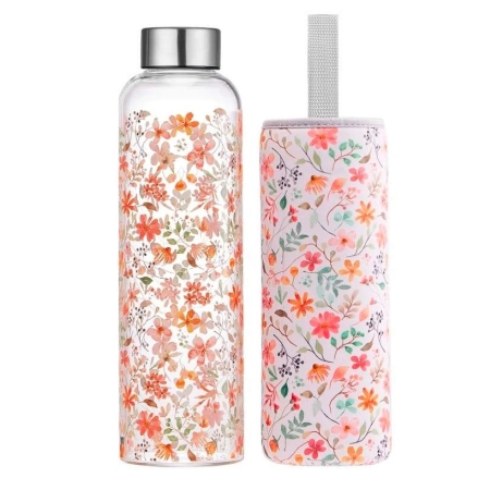 SZKLANA BUTELKA NA WODĘ 1000ML – MOTYW ŻÓŁTYCH KWIATÓW