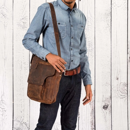 Torba na laptopa Leabags skóra naturalna z miejscem na dokumenty