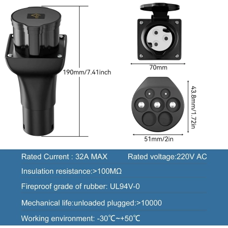 Adapter ładowarka typu 2 do CEE - 32 A 220 V - typ 2 GBT EV stacja ładująca