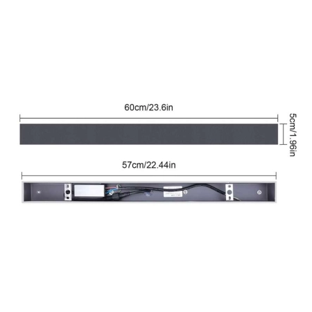 LED Kinkiet Lampa Elewacyjna IP65 Ścienne Czarna 60CM 20W Bialy Neutralny