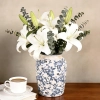 Wazon Orenm Blue-White 20cm Niebieski Biały ceramiczny porcelanowy vintage
