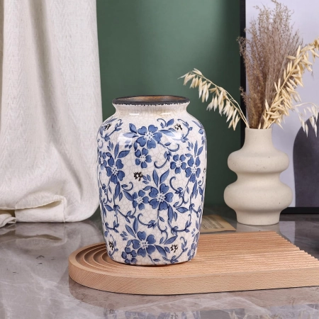 Wazon Orenm Blue-White 20cm Niebieski Biały ceramiczny porcelanowy vintage