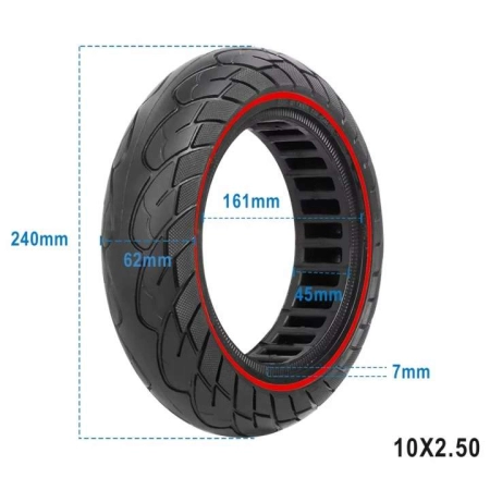 Opona bezdętkowa 10x2.50-6.5 półpełna do hulajnogi elektrycznej 2szt