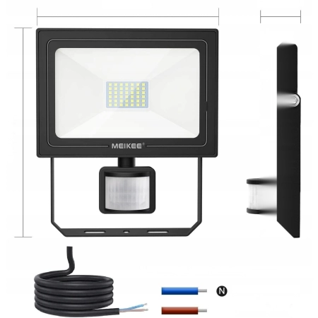 Reflektor MEIKEE FLB035 LED 35W 3000LM IP66 Z Czujnikiem Ruchu Do Ogrodu