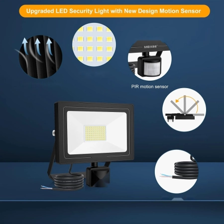 Reflektor LED MEIKEE FLB060 60W 5200LM Z Czujnikiem Ruchu IP66