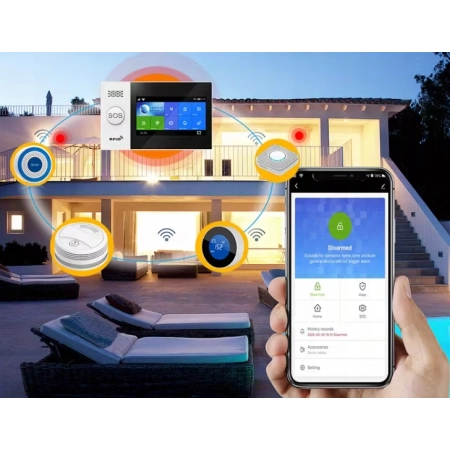 System Alarmowy Tuya WiFi 4.3 Cala Ekran Dotykowy Bezkablowy