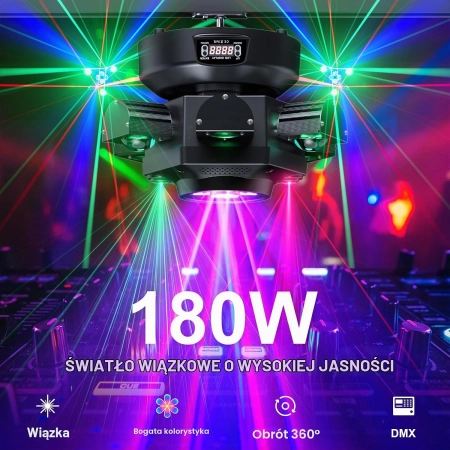 Głowa Ruchoma HOLDLAMP ZQ02361 LED 6 Arms 4w1 DMX RGBW 180W Efekt