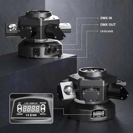 Głowa Ruchoma HOLDLAMP ZQ02361 LED 6 Arms 4w1 DMX RGBW 180W Efekt
