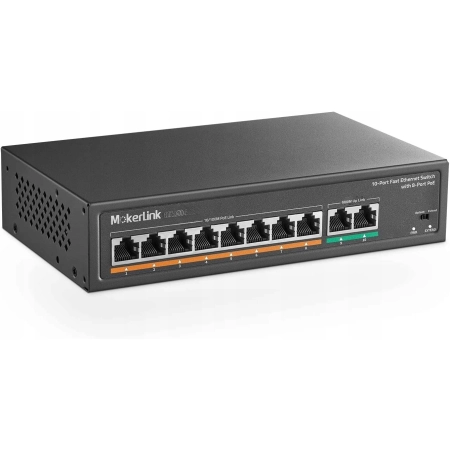 Switch MokerLink POE-F092F z 9 portami PoE+, 2 szybkimi łączami Ethernet