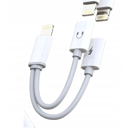 Adapter Lightning Rozdzielacz 2w1 iPhone 11-14 Słuchawki Ładowanie
