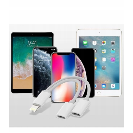 Adapter Lightning Rozdzielacz 2w1 iPhone 11-14 Słuchawki Ładowanie