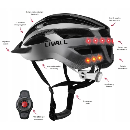 Kask rowerowy Livall MT1NEO-M-GRY  58-62cm z wbudowanymi głośnikami