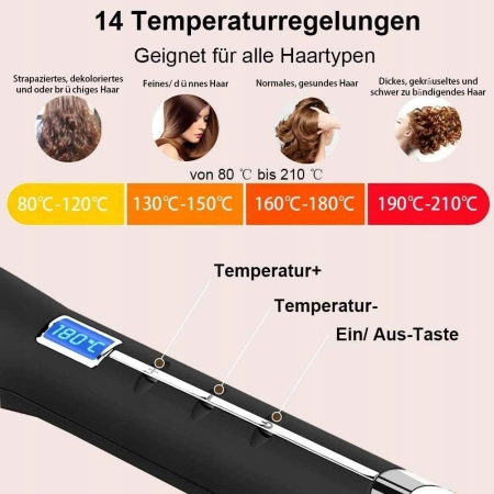 AIMERVO Pro Welleneisen Lokówka 32mm Duże Fale Turmalin Ceramic 80-210C