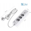 JSVER PS-3038 Listwa zasilająca 3x230V + 3xUSB 2m 3680W z ochroną – Biała