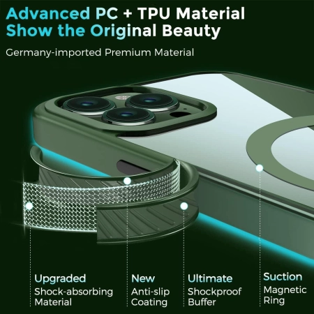 Etui Colala iPhone 15 Pro Max magnetyczne przezroczysto zielone ochrona