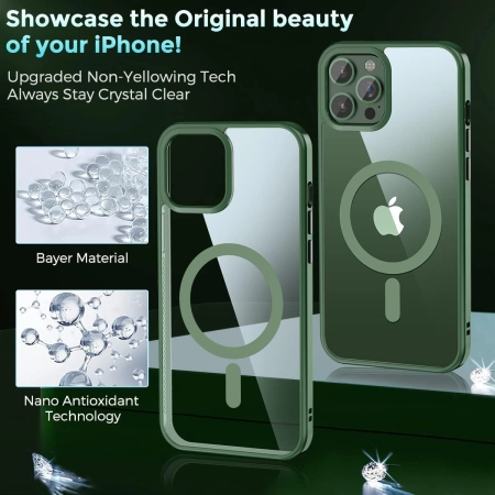 Etui Colala iPhone 15 Pro Max magnetyczne przezroczysto zielone ochrona