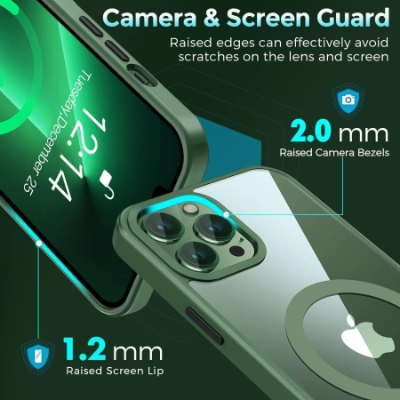 Etui Colala iPhone 15 Pro Max magnetyczne przezroczysto zielone ochrona