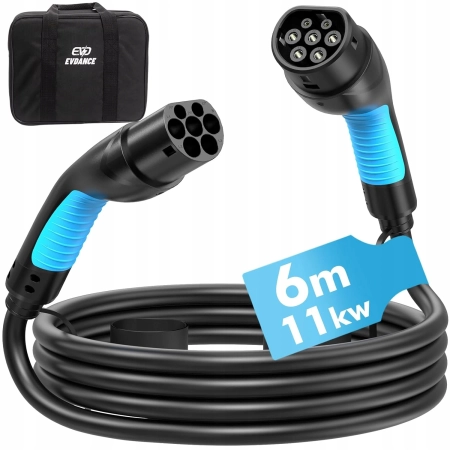 Kabel ładowania EVDANCE Typ 2 6m 16A 3-fazowy 11kW