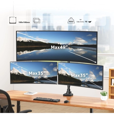 Uchwyt do monitora PUTORSEN 49 cali biurko trzy monitory stały uchwyt