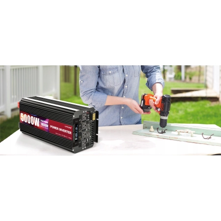 Falownik samochodowy LVYUAN 5000W 12V 110V LCD, 4x AC, pilot