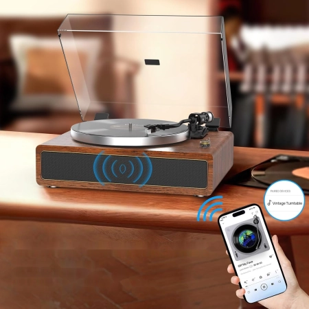 Retrolife Gramofon Bluetooth Vintage z Wbudowanymi Głośnikami 33/45 RPM