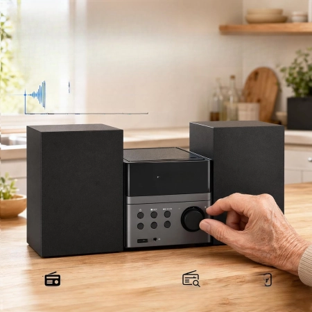 LONPOO LP-128 Zestaw stereo Soundbox Kompaktowy Bluetooth CD Radio USB/AUX