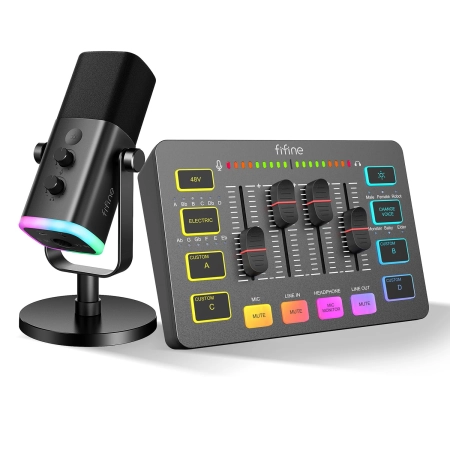 Fifine KS5 Xlr mikrofon strumieniowy i mikser audio do
