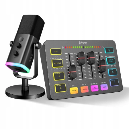 Fifine KS5 Xlr mikrofon strumieniowy i mikser audio do