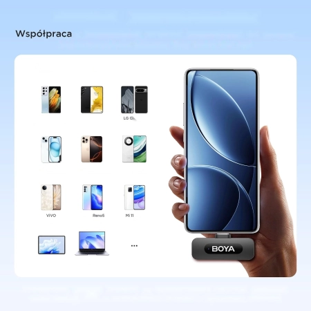 Boya BY-V20  bezprzewodowy mikrofon 2,4 GHz USB-C 2TX+1RX zestaw