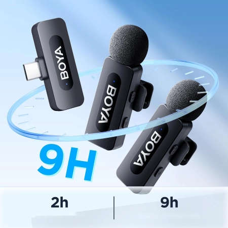 Boya BY-V20  bezprzewodowy mikrofon 2,4 GHz USB-C 2TX+1RX zestaw