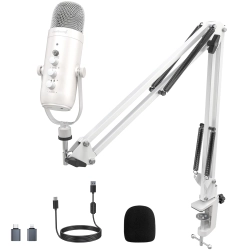 Mikrofon ZealSound k66s Pearly White białe ramię redukcja szumów