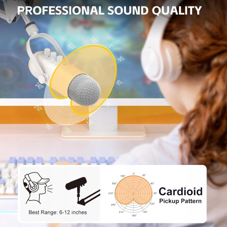 Mikrofon ZealSound k66s Pearly White białe ramię redukcja szumów