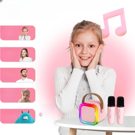 Karaoke dla dzieci zestaw 2 mikrofony bezprzewodowe głośnik Bluetooth